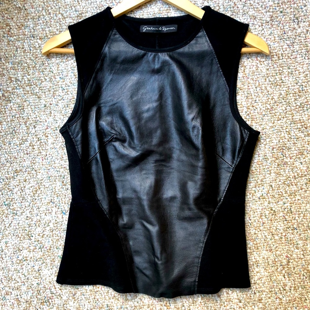Graham & Spencer leather front sleeveless top